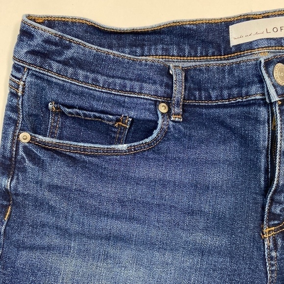 Loft High Rise Shortie Raw Hem Rolled 4 inch inseam denim jean shorts - Picture 3 of 15